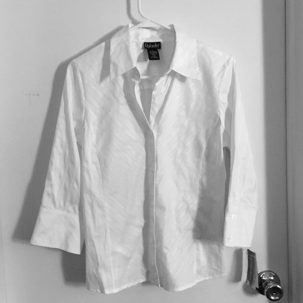 Brand New Rafaella White Button Down Shirt, Size 8